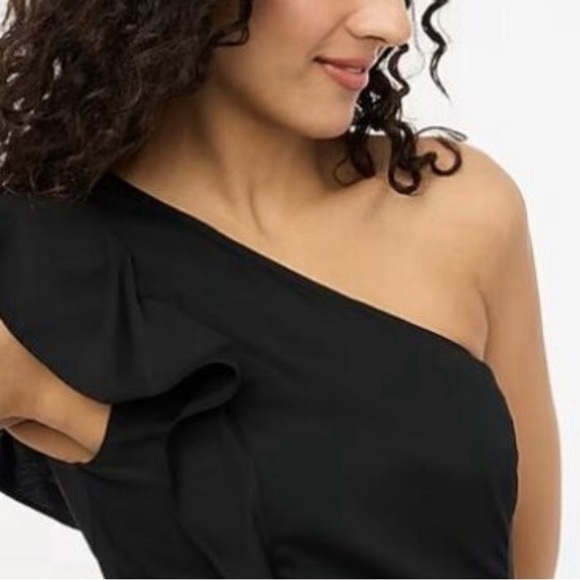 J Crew Factory One-shoulder midi dress in Black size 8P NWT CA431 - Picture 3 of 10